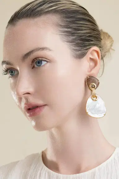 Gas Bijoux White Brown Silia Large Drop Earrings | Thumbnail 3 Gas Bijoux White Brown Silia Large Drop Earrings | Thumbnail 3