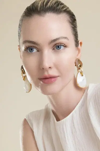 Gas Bijoux White Brown Silia Large Drop Earrings | Thumbnail 4 Gas Bijoux White Brown Silia Large Drop Earrings | Thumbnail 4