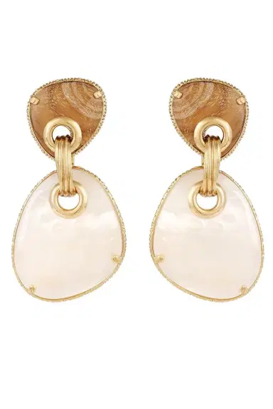 Gas Bijoux White Brown Silia Large Drop Earrings | Thumbnail 1 Gas Bijoux White Brown Silia Large Drop Earrings | Thumbnail 1
