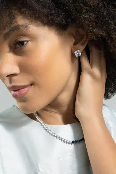 FANTASIA by DESERIO White Clip Stud Earrings | Thumbnail 3 FANTASIA by DESERIO White Clip Stud Earrings | Thumbnail 3