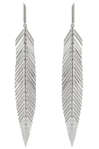 CADAR White Gold Medium Feather Drop Earrings | Thumbnail 1 CADAR White Gold Medium Feather Drop Earrings | Thumbnail 1