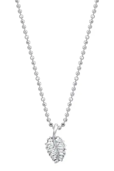 Anita Ko White Gold Small Palm Leaf Baguette Necklace | Thumbnail 1 Anita Ko White Gold Small Palm Leaf Baguette Necklace | Thumbnail 1