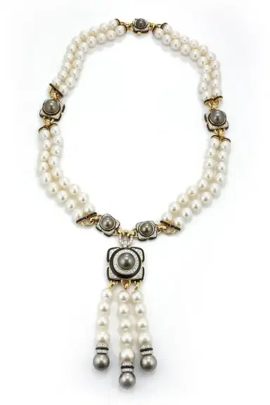 DAVID WEBB White Grey Pearl Couture Necklace | Thumbnail 1 DAVID WEBB White Grey Pearl Couture Necklace | Thumbnail 1