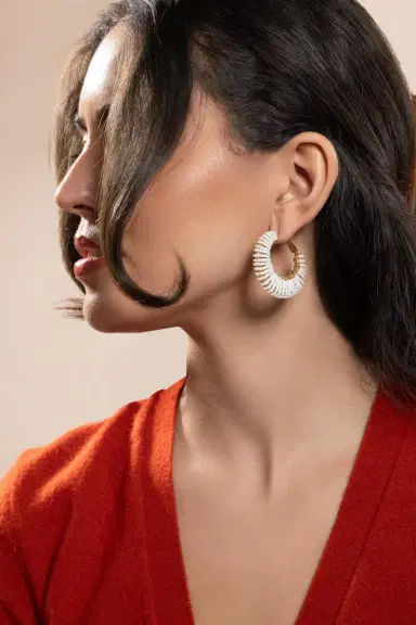 Gas Bijoux White Large Izzia Strass Earrings | Thumbnail 2 Gas Bijoux White Large Izzia Strass Earrings | Thumbnail 2