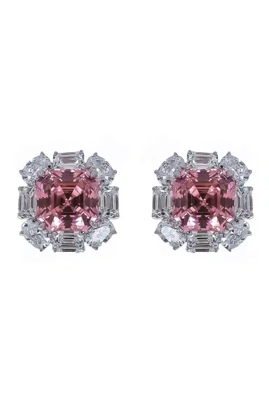 FANTASIA by DESERIO White Pink Flower Stud Earrings | Thumbnail 1 FANTASIA by DESERIO White Pink Flower Stud Earrings | Thumbnail 1