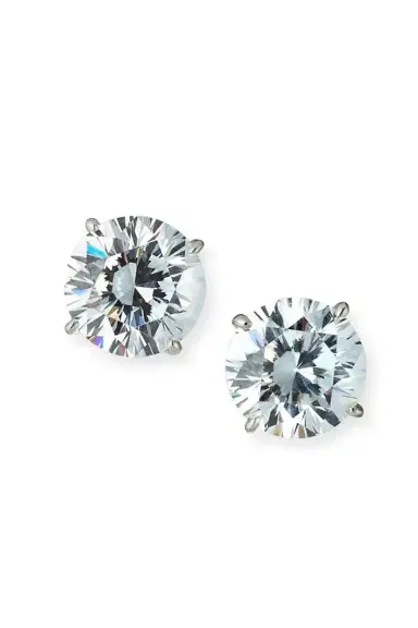 FANTASIA by DESERIO White Round Omega Stud Earrings | Thumbnail 1 FANTASIA by DESERIO White Round Omega Stud Earrings | Thumbnail 1