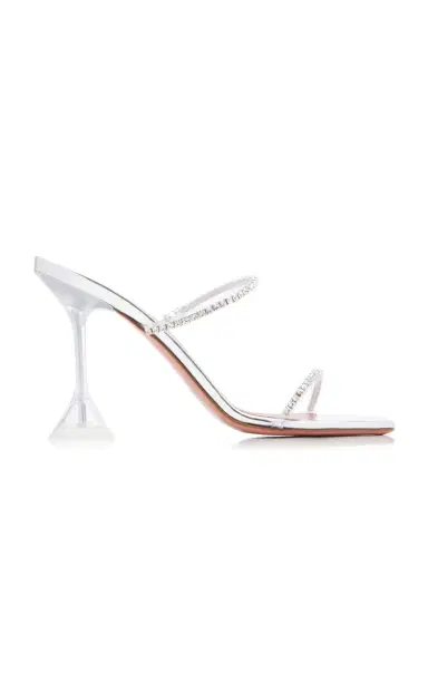 Amina Muaddi Gilda Crystal-Embellished PVC Sandals | Thumbnail 1 Amina Muaddi Gilda Crystal-Embellished PVC Sandals | Thumbnail 1