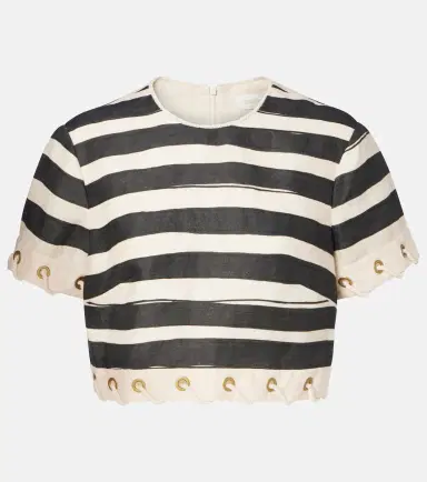 Zimmermann Rebellion striped linen crop top | Thumbnail 2 Zimmermann Rebellion striped linen crop top | Thumbnail 2