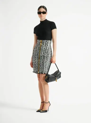 Balmain Zipped two-tone tweed skirt | Thumbnail 2 Balmain Zipped two-tone tweed skirt | Thumbnail 2