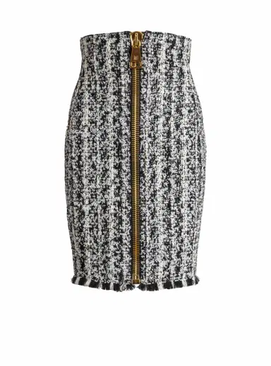 Balmain Zipped two-tone tweed skirt | Thumbnail 1 Balmain Zipped two-tone tweed skirt | Thumbnail 1