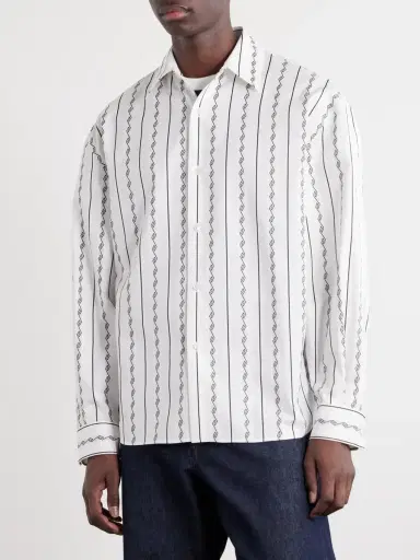 Versace Striped Cotton-Blend Jacquard Shirt - Men | Thumbnail 3 Versace Striped Cotton-Blend Jacquard Shirt - Men | Thumbnail 3