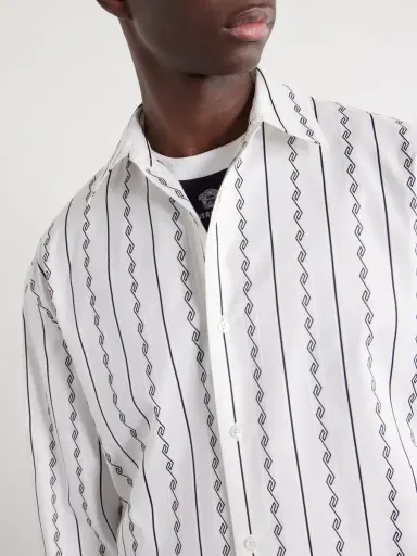 Versace Striped Cotton-Blend Jacquard Shirt - Men | Thumbnail 5 Versace Striped Cotton-Blend Jacquard Shirt - Men | Thumbnail 5