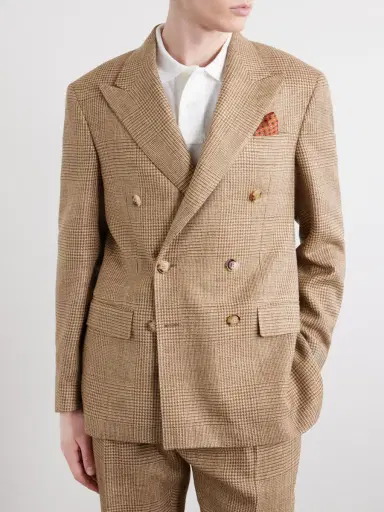 Polo Ralph Lauren Double-Breasted Houndstooth Silk, Linen and Wool-Blend Suit Jacket - Men | Thumbnail 3 Polo Ralph Lauren Double-Breasted Houndstooth Silk, Linen and Wool-Blend Suit Jacket - Men | Thumbnail 3