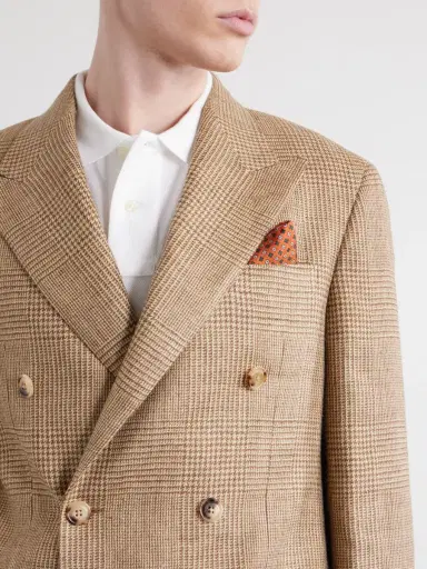 Polo Ralph Lauren Double-Breasted Houndstooth Silk, Linen and Wool-Blend Suit Jacket - Men | Thumbnail 5 Polo Ralph Lauren Double-Breasted Houndstooth Silk, Linen and Wool-Blend Suit Jacket - Men | Thumbnail 5