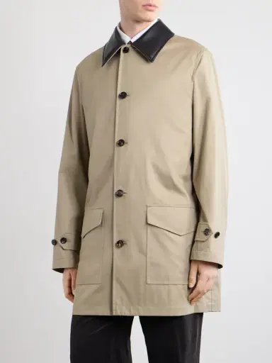 Burberry Leather-Trimmed Cotton-Gabardine Trench Coat - Men | Thumbnail 3 Burberry Leather-Trimmed Cotton-Gabardine Trench Coat - Men | Thumbnail 3