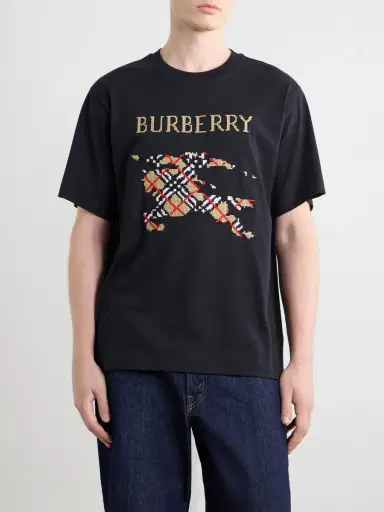 Burberry Logo-Embroidered Cotton-Jersey T-Shirt - Men | Thumbnail 3 Burberry Logo-Embroidered Cotton-Jersey T-Shirt - Men | Thumbnail 3