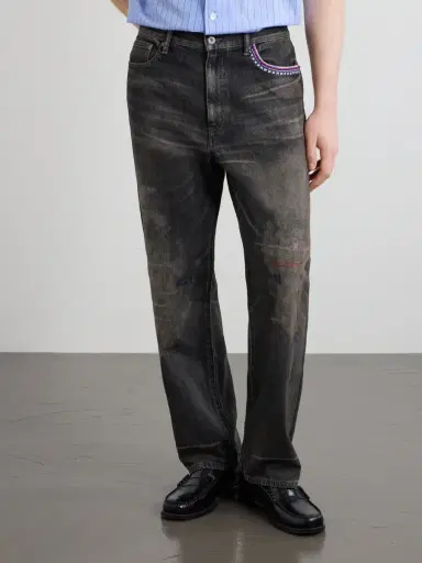 Neighborhood Savage Straight -Leg Bead-Embellished Distressed Jeans - Men | Thumbnail 3 Neighborhood Savage Straight -Leg Bead-Embellished Distressed Jeans - Men | Thumbnail 3