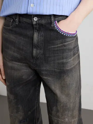 Neighborhood Savage Straight -Leg Bead-Embellished Distressed Jeans - Men | Thumbnail 5 Neighborhood Savage Straight -Leg Bead-Embellished Distressed Jeans - Men | Thumbnail 5