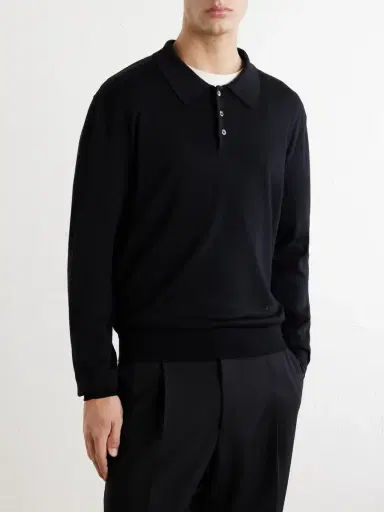 A.P.C. Riou Virgin Wool Polo Shirt - Men | Thumbnail 3 A.P.C. Riou Virgin Wool Polo Shirt - Men | Thumbnail 3