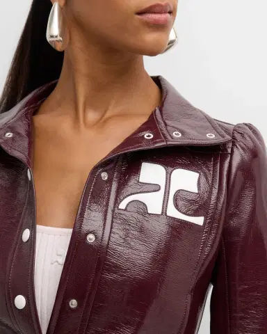 Courrèges Textured Vinyl Crop Jacket | Thumbnail 4 Courrèges Textured Vinyl Crop Jacket | Thumbnail 4