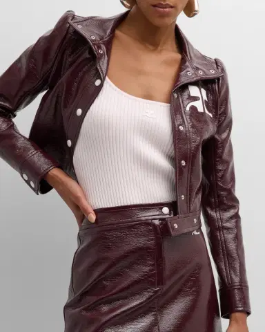 Courrèges Textured Vinyl Crop Jacket | Thumbnail 6 Courrèges Textured Vinyl Crop Jacket | Thumbnail 6