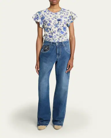 Isabel Marant Tullya Printed Draped Stretch Silk Top | Thumbnail 2 Isabel Marant Tullya Printed Draped Stretch Silk Top | Thumbnail 2