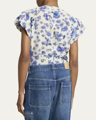 Isabel Marant Tullya Printed Draped Stretch Silk Top | Thumbnail 3 Isabel Marant Tullya Printed Draped Stretch Silk Top | Thumbnail 3