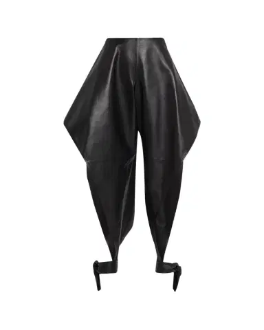 ALAÏA Leather Pointed Ruffle Ankle-Tie Pants | Thumbnail 1 ALAÏA Leather Pointed Ruffle Ankle-Tie Pants | Thumbnail 1