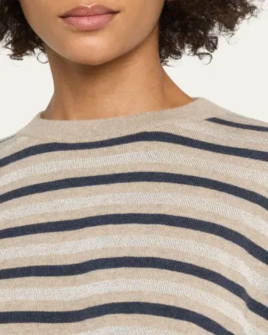 Brunello Cucinelli Shimmering Striped Wool-Cashmere Crop Sweater | Thumbnail 5 Brunello Cucinelli Shimmering Striped Wool-Cashmere Crop Sweater | Thumbnail 5