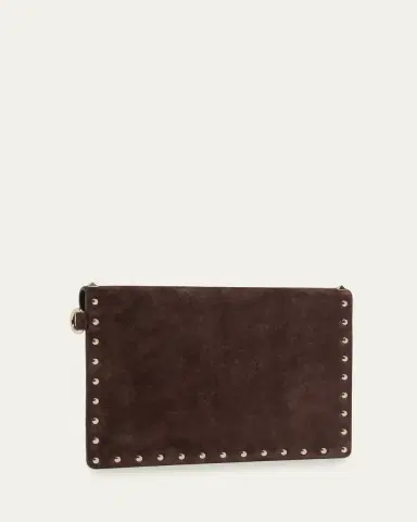 Valentino Garavani Rockstud Suede Wristlet Pouch Bag | Thumbnail 3 Valentino Garavani Rockstud Suede Wristlet Pouch Bag | Thumbnail 3