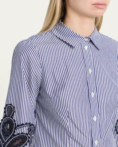 Carolina Herrera Ana Embroidered Striped Poplin Button-Down Shirt | Thumbnail 5 Carolina Herrera Ana Embroidered Striped Poplin Button-Down Shirt | Thumbnail 5