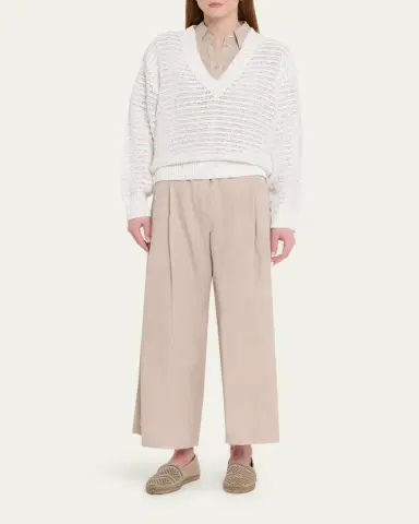 Brunello Cucinelli Linen-Blend Sequin V-Neck Sweater | Thumbnail 2 Brunello Cucinelli Linen-Blend Sequin V-Neck Sweater | Thumbnail 2