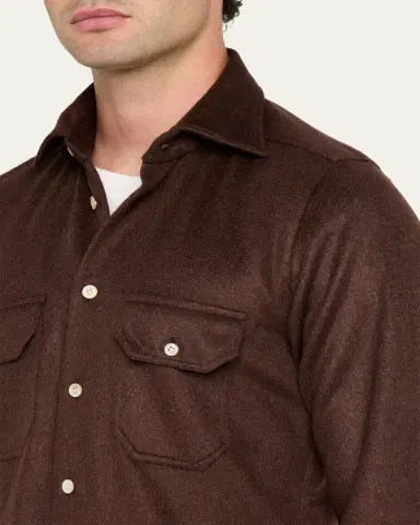 Kiton Men's Cashmere and Wool Flap-Pocket Overshirt | Thumbnail 5 Kiton Men's Cashmere and Wool Flap-Pocket Overshirt | Thumbnail 5