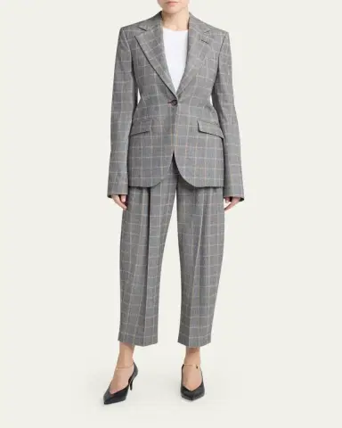 Stella McCartney Check Tapered Barrel-Leg Crop Trousers | Thumbnail 2 Stella McCartney Check Tapered Barrel-Leg Crop Trousers | Thumbnail 2
