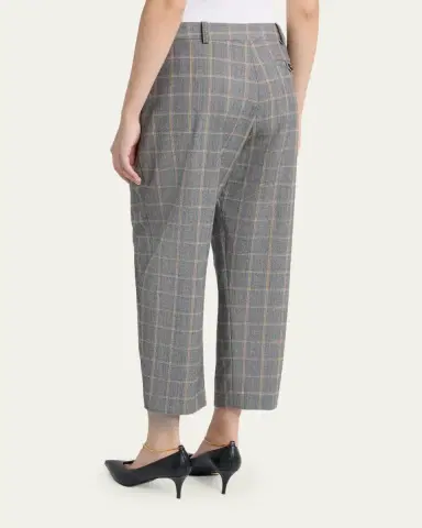 Stella McCartney Check Tapered Barrel-Leg Crop Trousers | Thumbnail 3 Stella McCartney Check Tapered Barrel-Leg Crop Trousers | Thumbnail 3