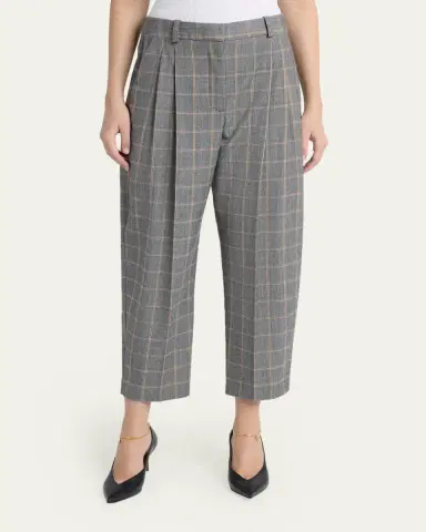 Stella McCartney Check Tapered Barrel-Leg Crop Trousers | Thumbnail 4 Stella McCartney Check Tapered Barrel-Leg Crop Trousers | Thumbnail 4