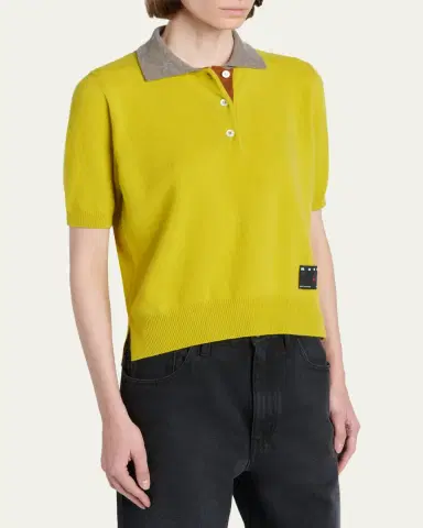 Marni Cashmere Short-Sleeve Polo Sweater | Thumbnail 4 Marni Cashmere Short-Sleeve Polo Sweater | Thumbnail 4