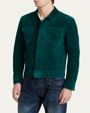 Tom Ford Men's Suede Snap-Front Western Jacket | Thumbnail 4 Tom Ford Men's Suede Snap-Front Western Jacket | Thumbnail 4