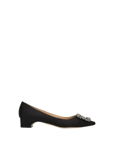 Manolo Blahnik 40mm Hangisibar Embellished Buckle Satin Pumps | Thumbnail 1 Manolo Blahnik 40mm Hangisibar Embellished Buckle Satin Pumps | Thumbnail 1