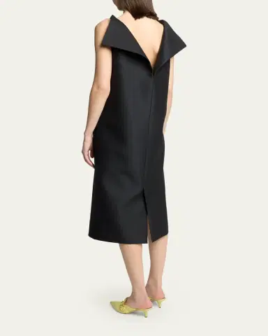 Balenciaga Sleeveless Folded V-Back Midi Dress | Thumbnail 3 Balenciaga Sleeveless Folded V-Back Midi Dress | Thumbnail 3