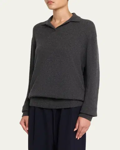 The Row Oashi Cashmere Knit Polo Top | Thumbnail 4 The Row Oashi Cashmere Knit Polo Top | Thumbnail 4
