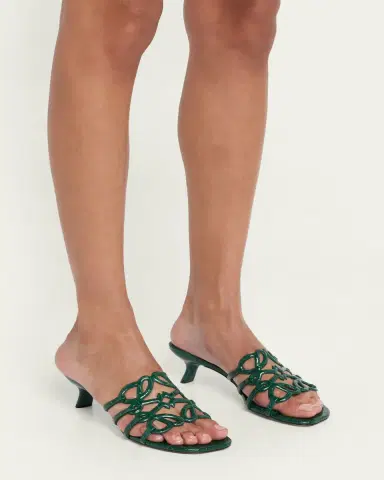 Loewe Petal Anagram 45mm Croc-Embossed Leather Sandals | Thumbnail 2 Loewe Petal Anagram 45mm Croc-Embossed Leather Sandals | Thumbnail 2