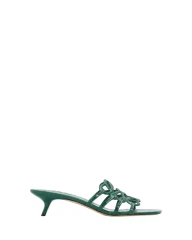 Loewe Petal Anagram 45mm Croc-Embossed Leather Sandals | Thumbnail 1 Loewe Petal Anagram 45mm Croc-Embossed Leather Sandals | Thumbnail 1