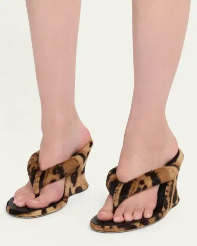 Balenciaga 90mm Gaeta Calf Hair Wedge Thong Sandals | Thumbnail 2 Balenciaga 90mm Gaeta Calf Hair Wedge Thong Sandals | Thumbnail 2