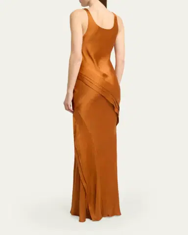 Saint Laurent Sleeveless Draped Silk Tank Dress | Thumbnail 3 Saint Laurent Sleeveless Draped Silk Tank Dress | Thumbnail 3