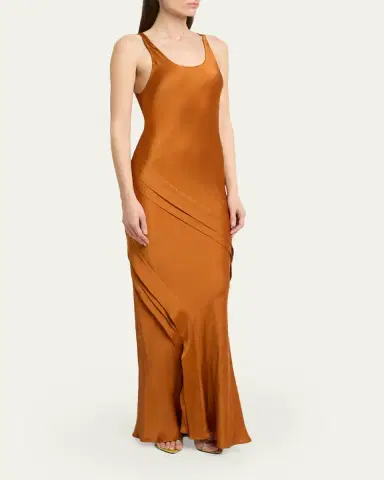 Saint Laurent Sleeveless Draped Silk Tank Dress | Thumbnail 4 Saint Laurent Sleeveless Draped Silk Tank Dress | Thumbnail 4