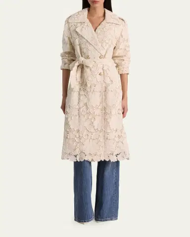 ALICE + OLIVIA Keith Eyelet Midi Trench Coat | Thumbnail 2 ALICE + OLIVIA Keith Eyelet Midi Trench Coat | Thumbnail 2