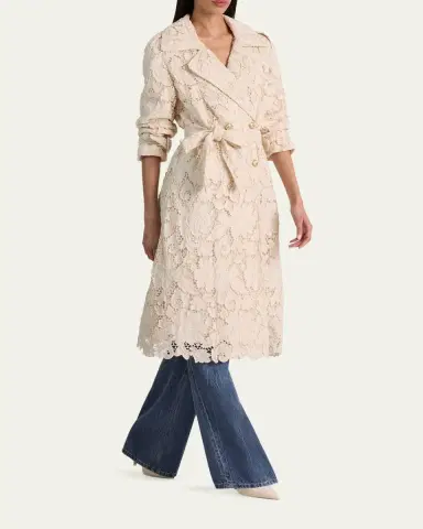 ALICE + OLIVIA Keith Eyelet Midi Trench Coat | Thumbnail 4 ALICE + OLIVIA Keith Eyelet Midi Trench Coat | Thumbnail 4