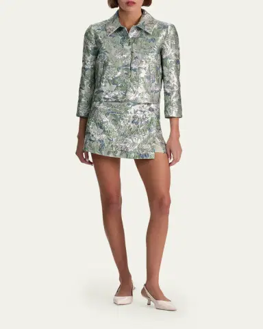 Alice + Olivia Weston Metallic Jacquard Cropped Jacket | Thumbnail 2 Alice + Olivia Weston Metallic Jacquard Cropped Jacket | Thumbnail 2