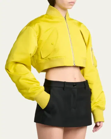 Balenciaga Technical Faille Crop Bomber Jacket | Thumbnail 4 Balenciaga Technical Faille Crop Bomber Jacket | Thumbnail 4